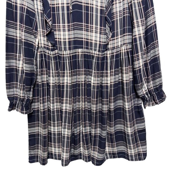 Loft Plaid Ruffle Flannel Knit Mini Dress - Picture 4 of 10